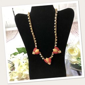 J. Crew Statement Necklace Pink with Crystals